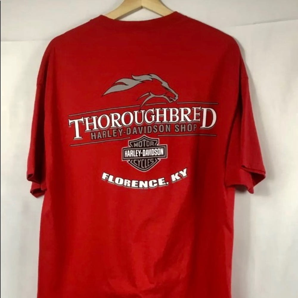 Harley Davidson Threedom Motorcycles XL T Shirt Thoroughbred Florence KY Red ‘06